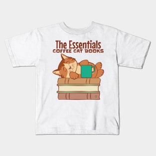 Coffee Cat Books Kids T-Shirt